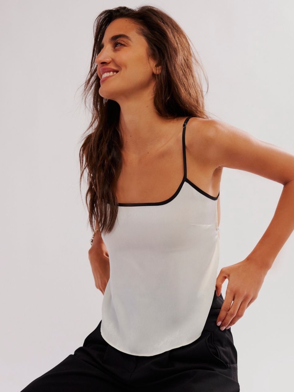 Free People Heat Of The Moment Cami Cream X Black Size Medium NWT